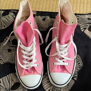 Converse Pink and White High-Top Sneakers